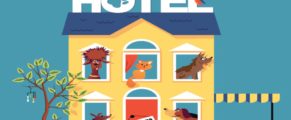 An illustration of a dog hotel.